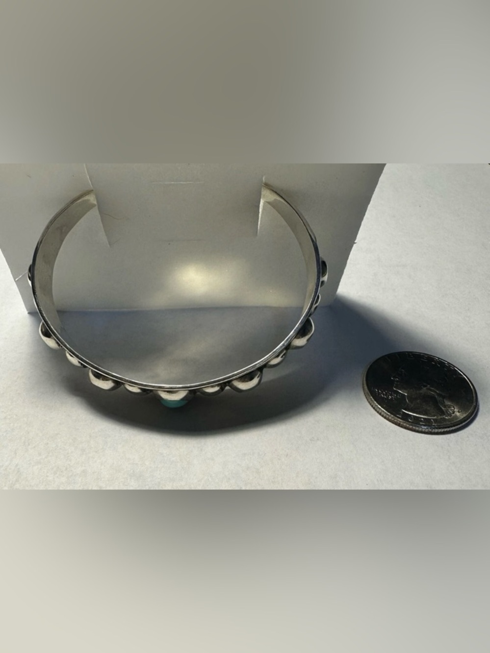 Sterling 925 Cuff Bracelet Vivid Blue Turquoises Mexico 13 grams - Picture 13 of 16